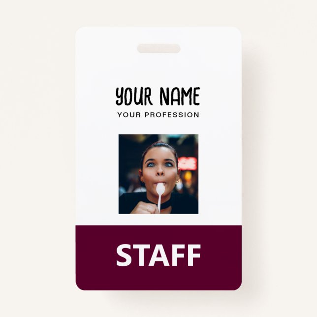 Crachá Etiqueta de Funcionarios de Fotografia do Nome do  (Frente)