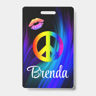Crachá Etiqueta de lábios de Paz