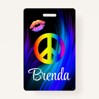 Crachá Etiqueta de lábios de Paz