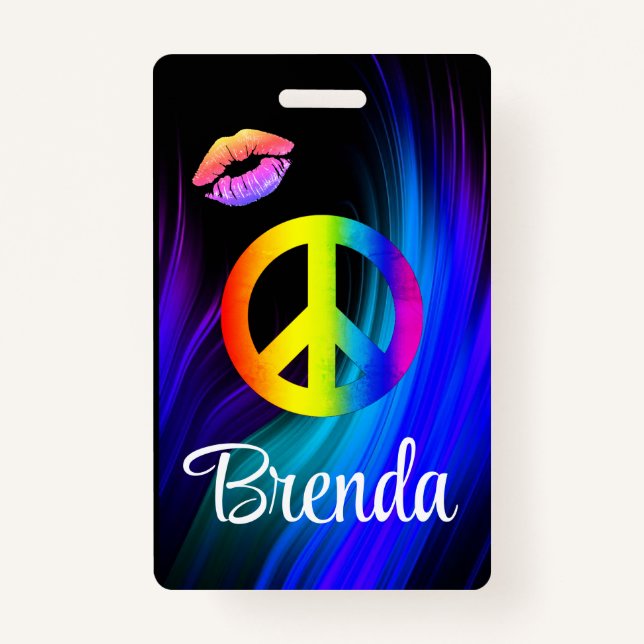 Crachá Etiqueta de lábios de Paz (Frente)