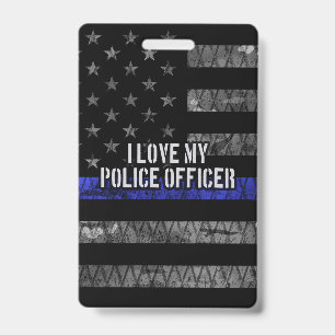 Crachá Eu Amo Meu Policial Thin Blue Line Distressed
