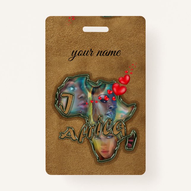 Crachá Eu amo o emblema da bolsa mensageira da África (Frente)