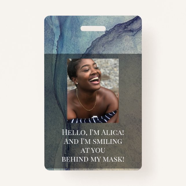 Crachá Eu sorrindo para você por trás desta máscara! Roxo (Frente)