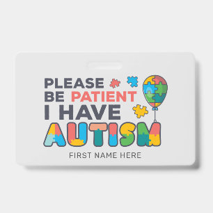 Crachá Eu Tenho Autismo ID Personalizado Vibrante