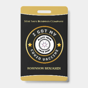 Crachá Eu Tomei Meu Logotipo de Negócios da Vacina Covid