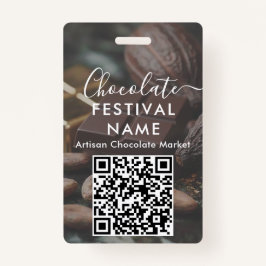 Crachá Event Staff Photo Qr Code Chocolate Festival Name