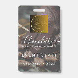 Crachá Event Staff Photo Qr Code Logo Chocolate Festival