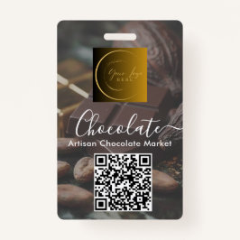 Crachá Event Staff Photo Qr Code Logo Chocolate Festival