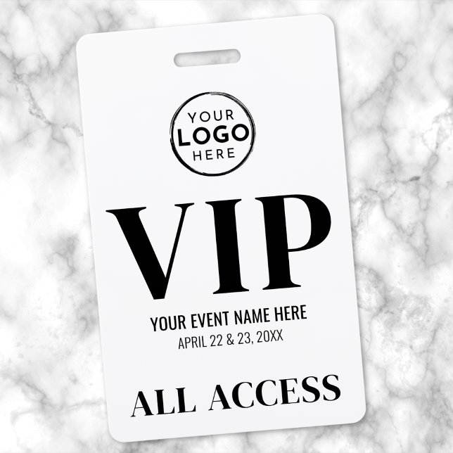 Crachá Evento com Acesso Total VIP Logo (VIP Logo All Access Event Badge)