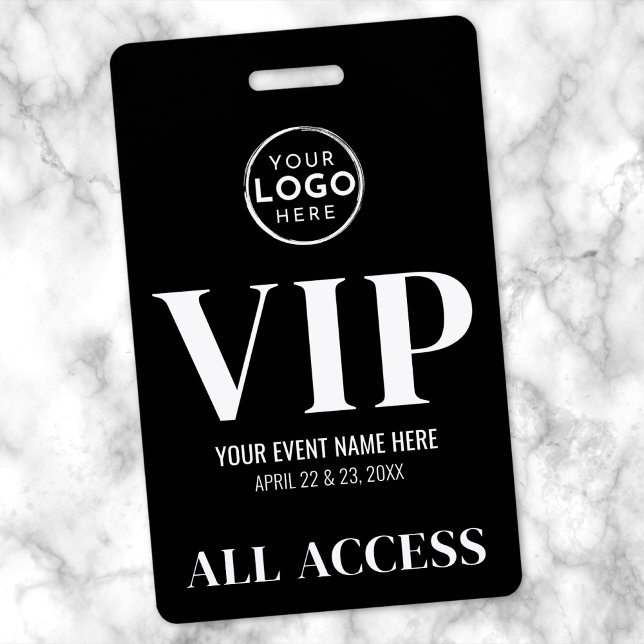 Crachá Evento de acesso todo o logotipo preto VIP (VIP Logo Black All Access Event Badge)
