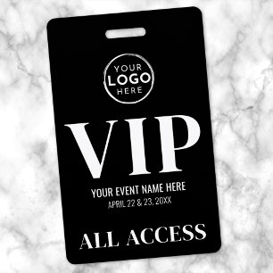 Crachá Evento de Acesso Total VIP Logo Preto