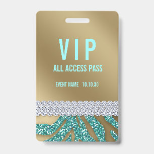 Crachá Evento de Acesso VIP Feminino Brilho Azul Claro Fo