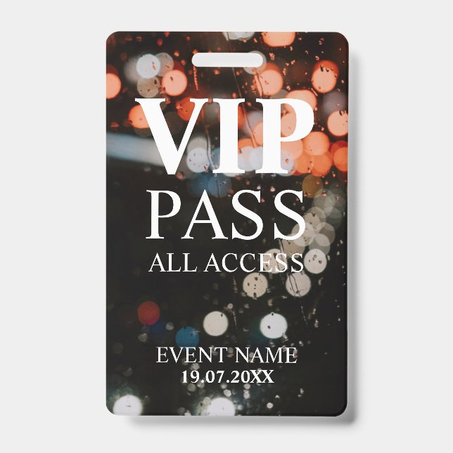 Crachá Evento de Código QR VIP Personalizado bokeh (Frente)