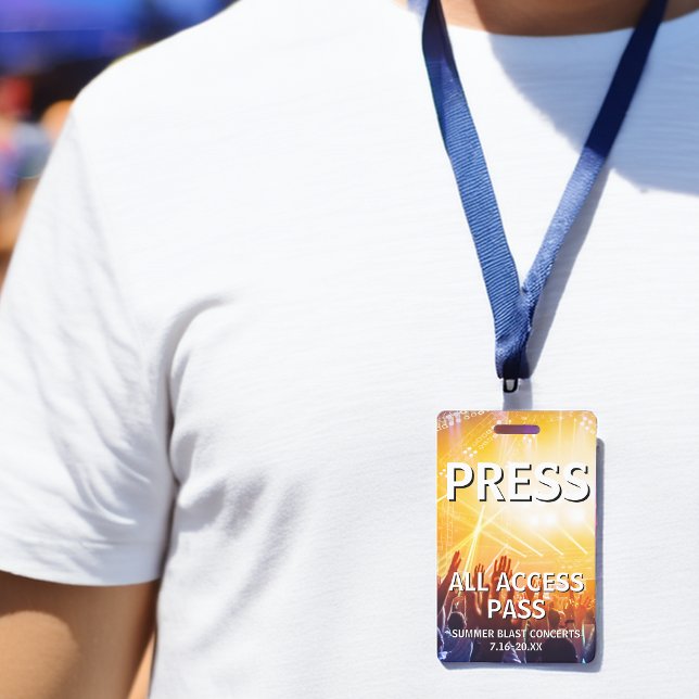 Crachá Evento de Concerto PRESS All Access Pass (PRESS All Access Pass Concert Event Badge)