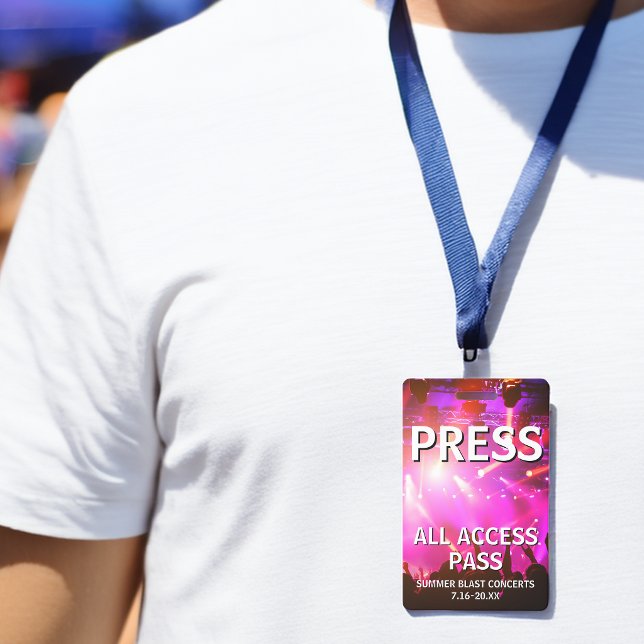 Crachá Evento de Concerto PRESS All Access Pass (PRESS All Access Pass Concert Event Badge)