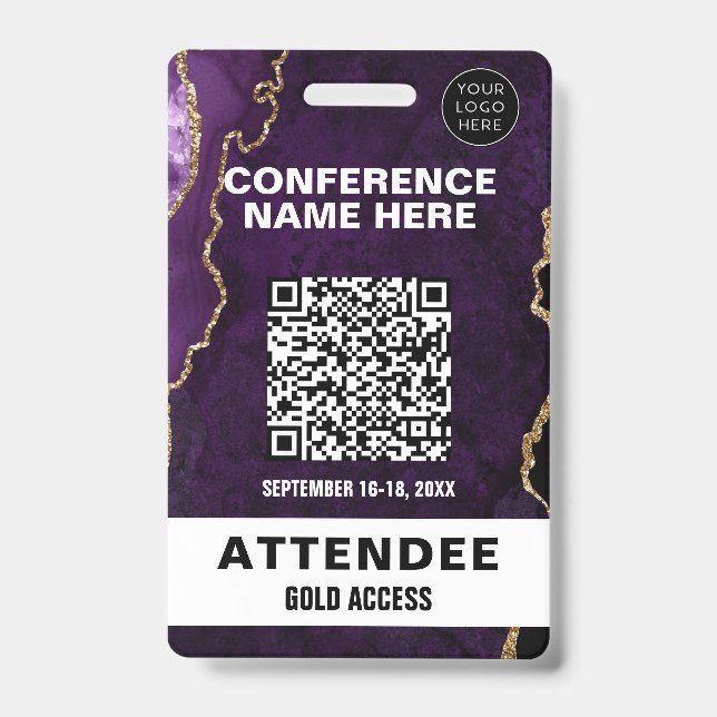 Crachá Evento de Conferência de Glitter Dourado de Agitaç (Frente)