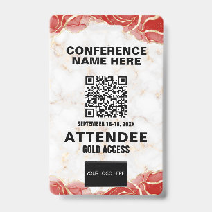 Crachá Evento de Conferência do Código QR do Marble Doura