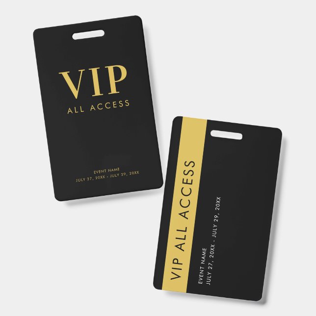 Crachá Evento de Passagem de Acesso Total VIP Ouro Simple (Frente e verso)