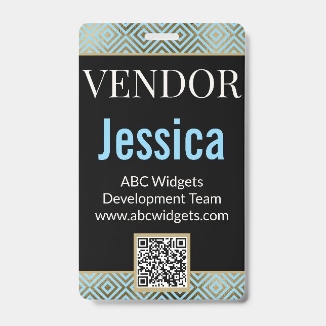 Crachá Evento de Vendedor Personalizado Elegante (Frente)