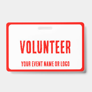 Crachá evento moderno e simples de voluntários brancos