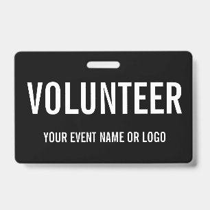 Crachá Evento Simples Preto e Branco de Voluntário