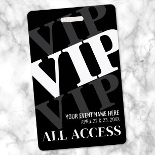 Crachá Evento VIP Black All Access