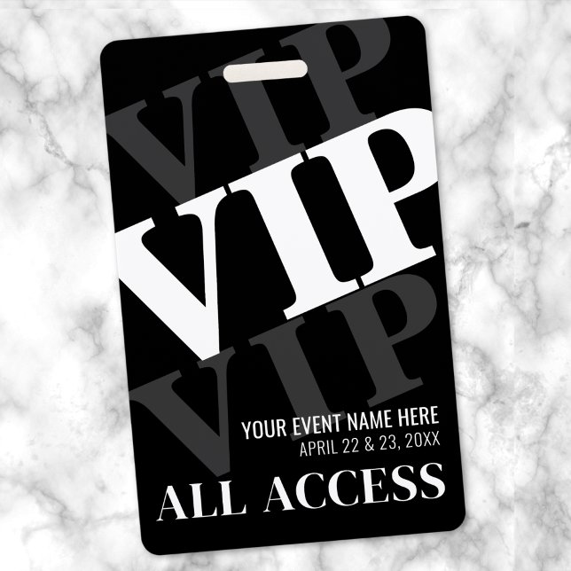Crachá Evento VIP Black All Access (VIP Black All Access Event Badge)