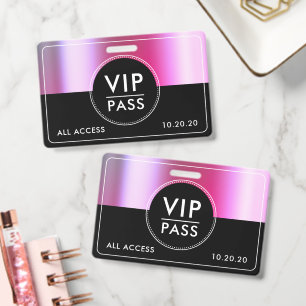 Crachá Evento VIP de Acesso Total Metálico Prata Preto