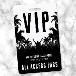 Crachá Evento VIP de Acesso Total Preto e Branco
