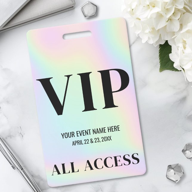 Crachá Evento VIP Holográfico Simples (Holographic Simple VIP Event Badge)