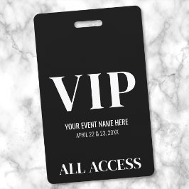 Crachá Evento VIP Simples Elegante Preto e Branco