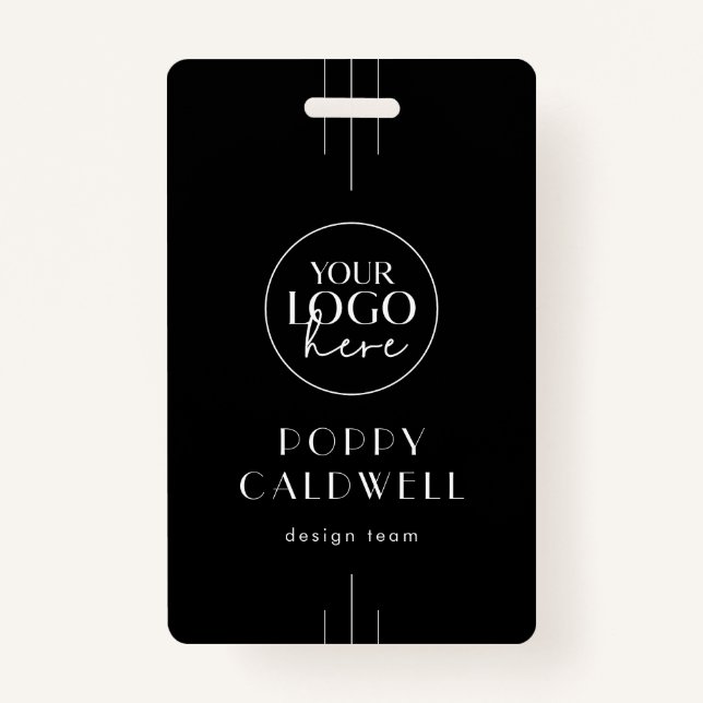 Crachá EVERLY Dark Black Logo QR Code Employee ID Card (Frente)