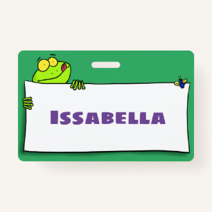 Crachá Exemplo de desenho animado de sinal verde de sapo