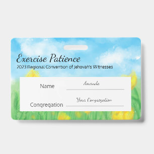 Crachá Exercite Paciência Nome Personalizado na Convenção