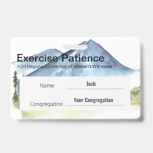 Crachá Exercite Paciência Nome Personalizado na Convenção