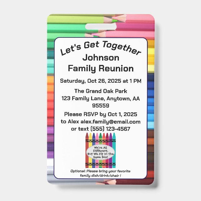 Crachá Family Reunion Invitation Badge (Frente)