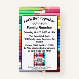 Crachá Family Reunion Invitation Badge
