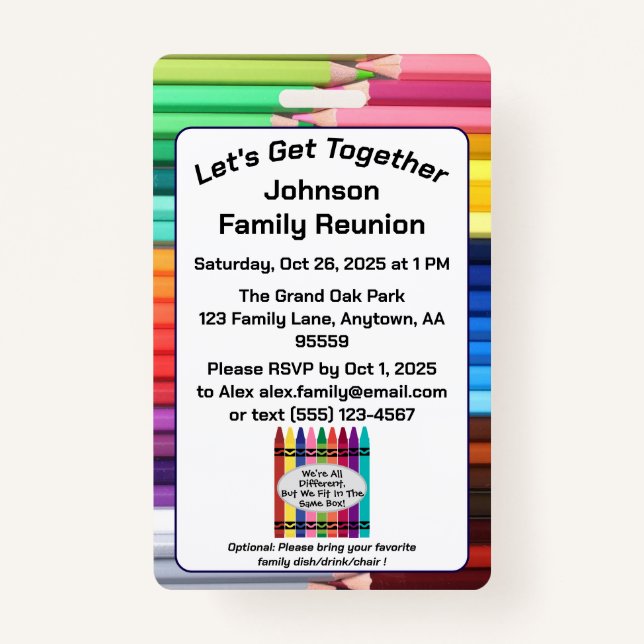 Crachá Family Reunion Invitation Badge (Frente)
