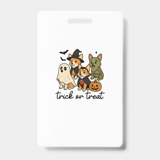 Crachá fantasia de Halloween de corgi (Frente)