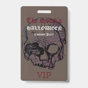 Crachá Fantasia de Halloween VIP Crânio Gótico de Terror