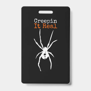 Crachá Fantasia engraçada de Halloween - Aranha Assustado