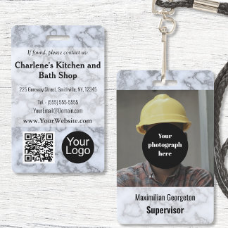 Crachá Faux Silver Cinza Marble ID