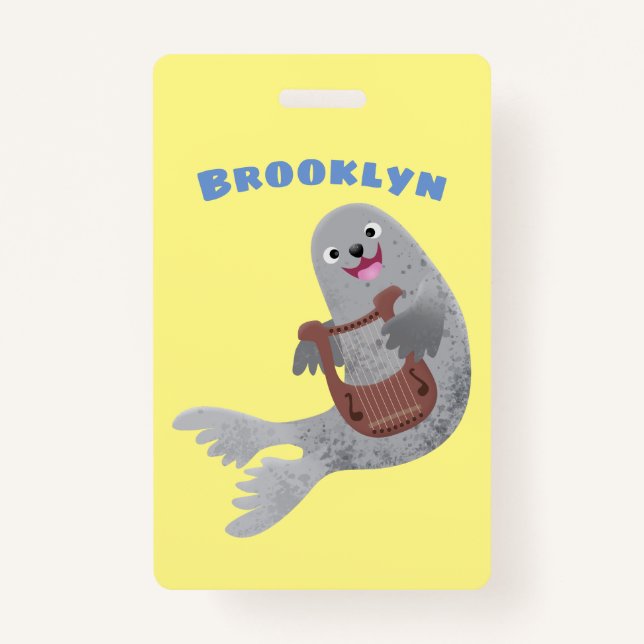 Crachá Feliz desenho animado do selo harp (Frente)