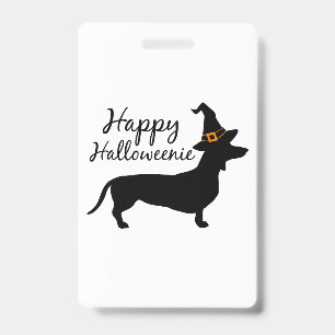 Crachá Feliz Halloweenie Dachshund Cão Bruxa de Halloween