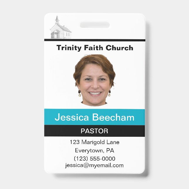 Crachá Female Pastor Custom Badge (Frente)