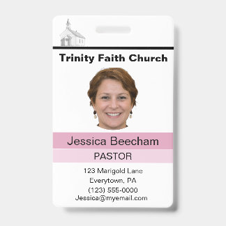 Crachá Female Pastor Custom ID Badge
