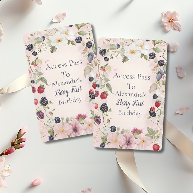 Crachá Festa de Aniversário de 1 Ano Morango Berry  (Criador carregado)