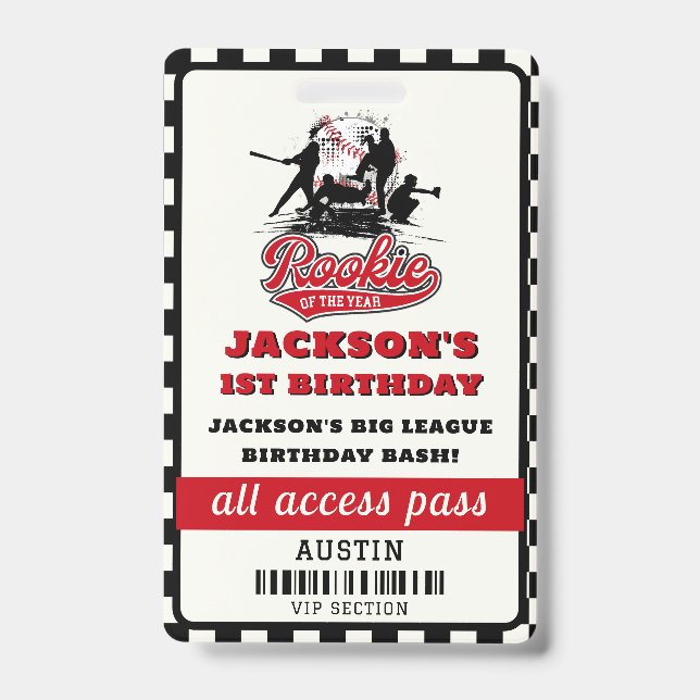 Crachá Festa de Aniversário de Baseball Revelação do Ano (Frente)