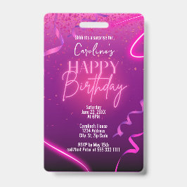 Crachá Festa de aniversário de Surpresa de Confetti Roxo 