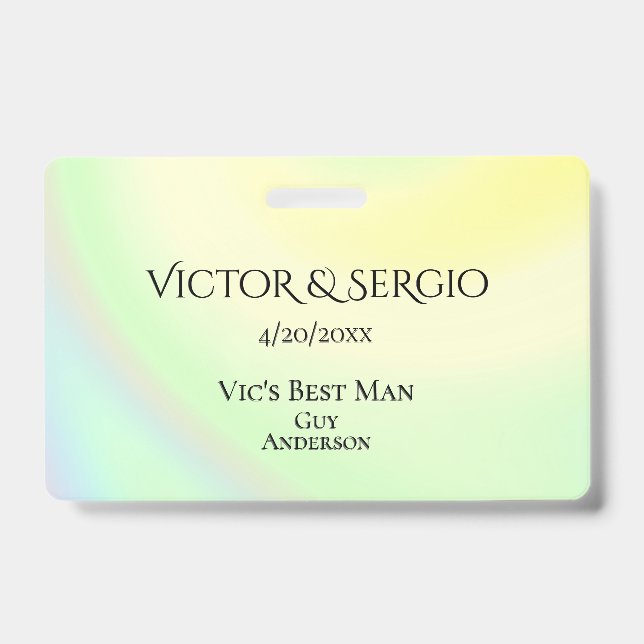 Crachá Festa de casamento do Tema Arco-Íris ID Duplo (Front)